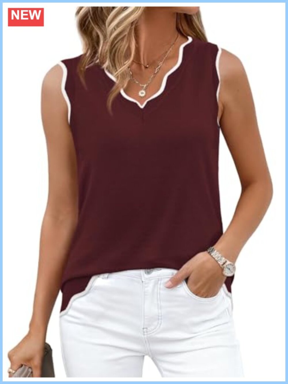 Sleeveless V-Neck Sweater Tank Top Slim Fit Business Casual Layering